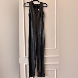 Forever 21 black faux leather Sleeveless Jumpsuit